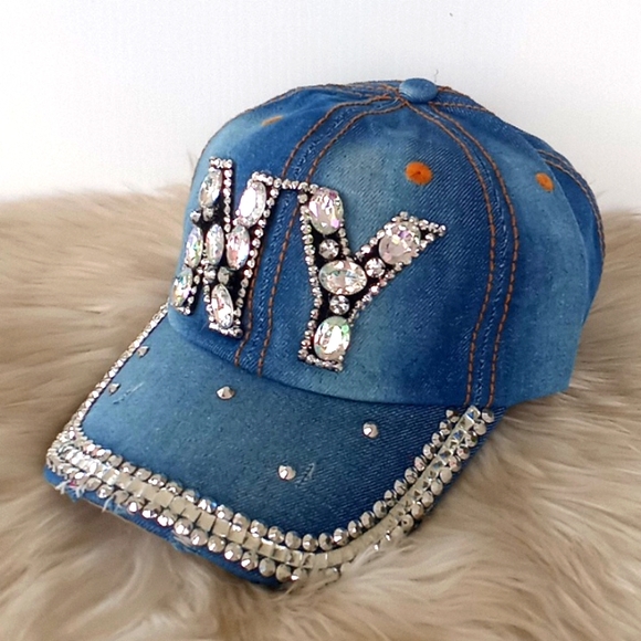 NY Bling 💎 Denim Baseball Cap - Picture 10 of 12